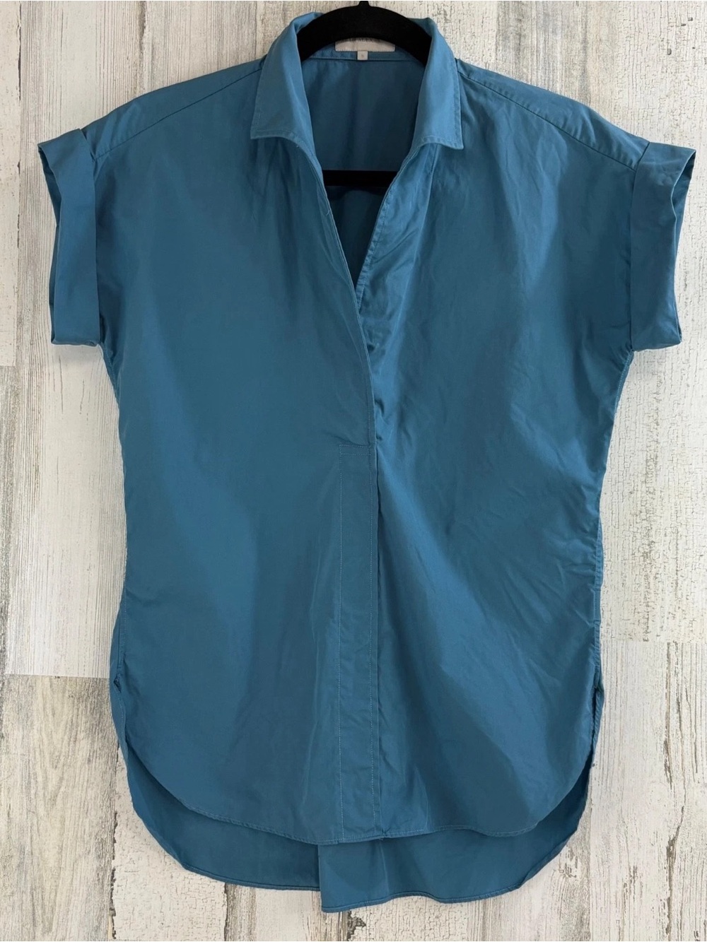 Sarah Alexandra Relaxed Blue Short-Sleeve Women's Popover Blouse